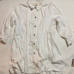 We The Free White Button-Front Shirt Jacket
